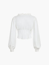 Lace Trim Puff Sleeve Corset Crop Blouse